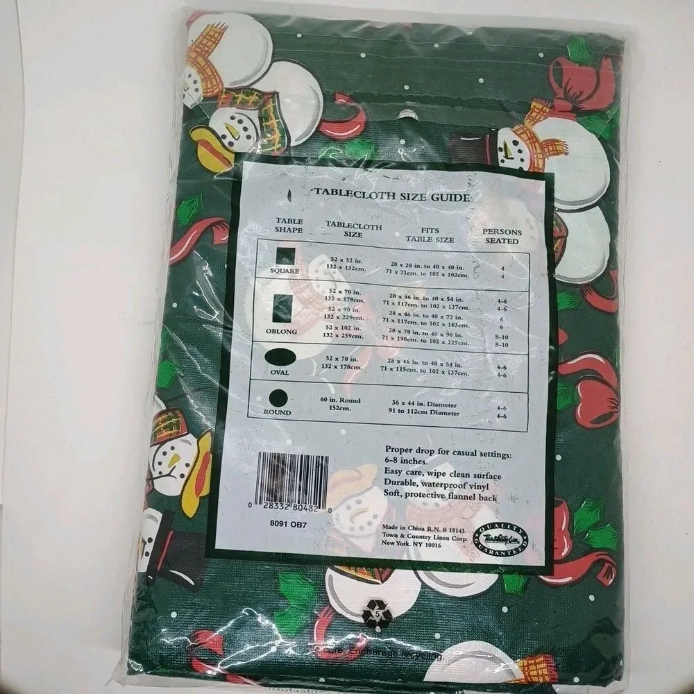 VTG NIP Flannel Backed Tablecloth 52x 70